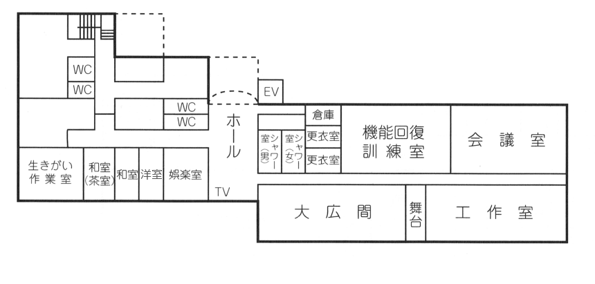 老人福祉センター横浜市うらしま荘案内図 2階